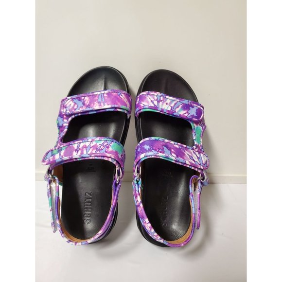 Schutz Dariana Plattform Sandals Tie Dye Purple Black size 8.5 SCHUTZ - Picture 8 of 11
